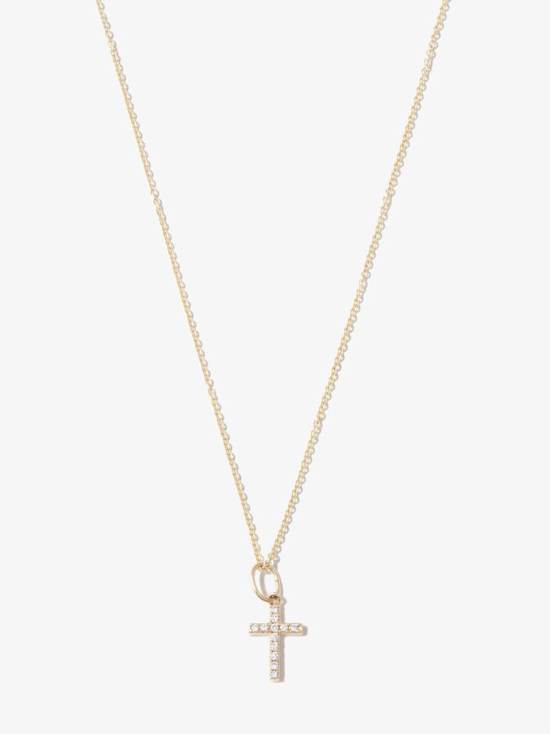 14k Yellow Gold Small Cross Diamond Necklace