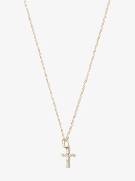 14k Yellow Gold Small Cross Diamond Necklace