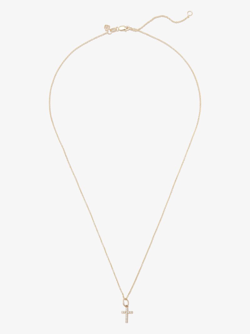 14k Yellow Gold Small Cross Diamond Necklace