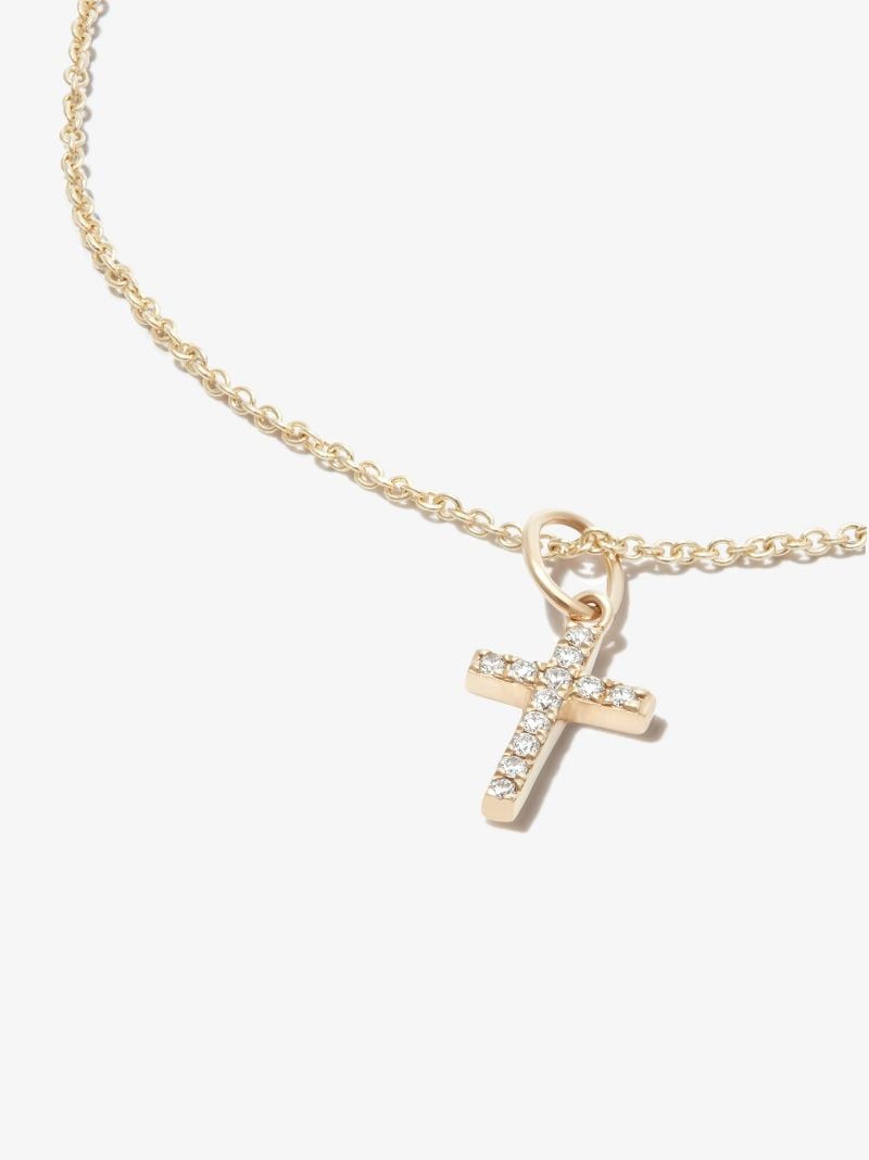 14k Yellow Gold Small Cross Diamond Necklace