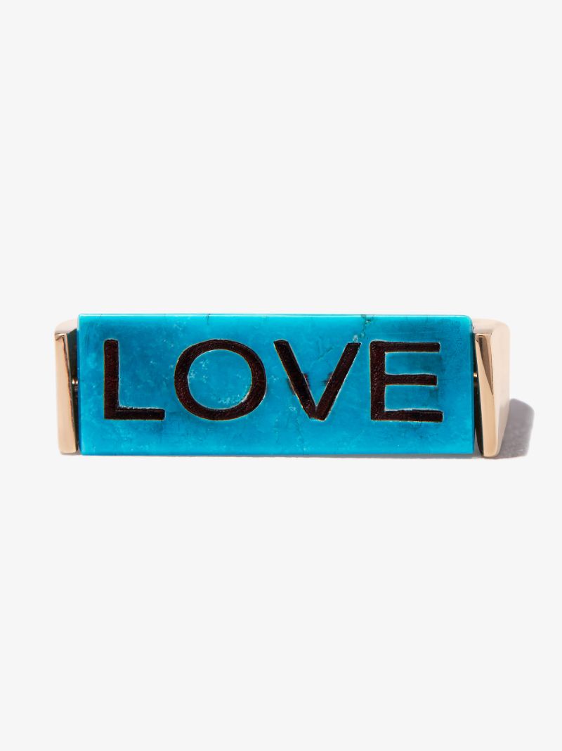 14k Yellow Gold Love Turquoise Ring