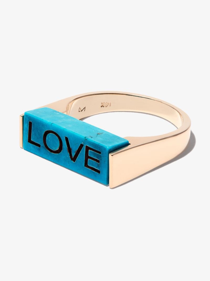14k Yellow Gold Love Turquoise Ring