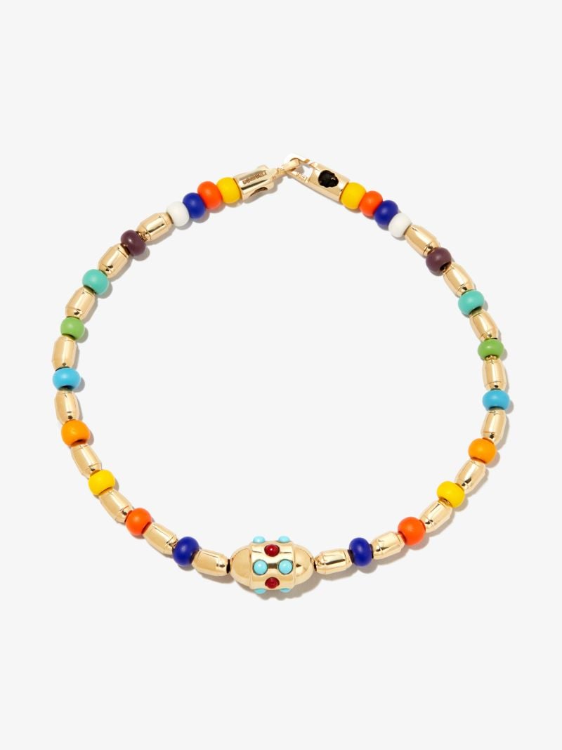 14k Yellow Gold Cabochon Bolt Bead Bracelet