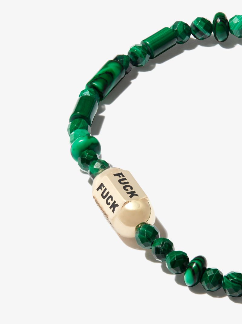 14k Yellow Gold Slogan Beaded Bracelet