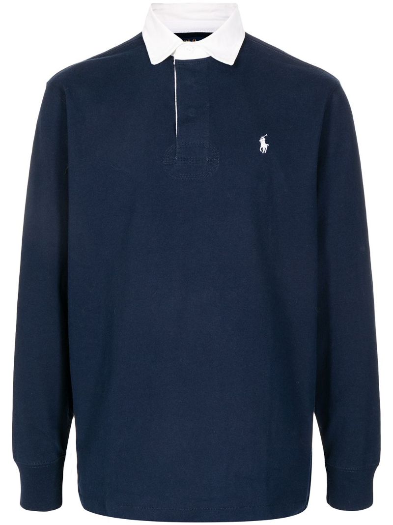 Blue Polo Pony Long Sleeved Polo Shirt