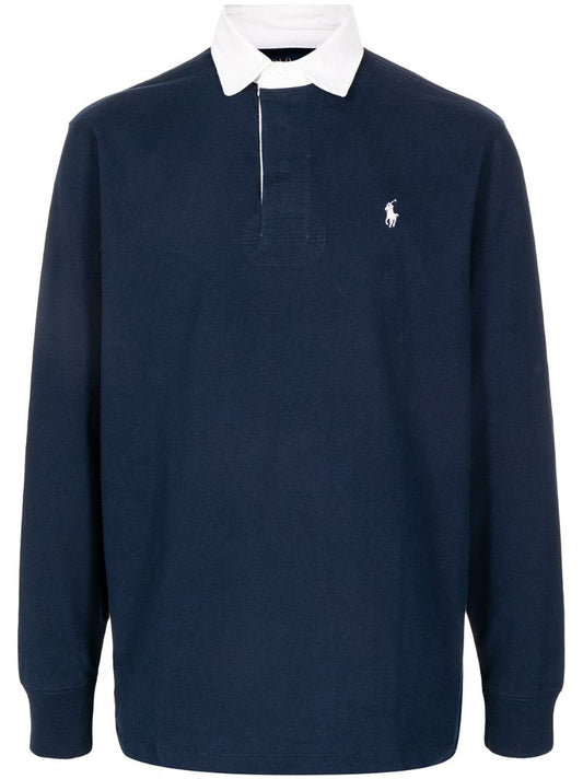 Blue Polo Pony Long Sleeved Polo Shirt