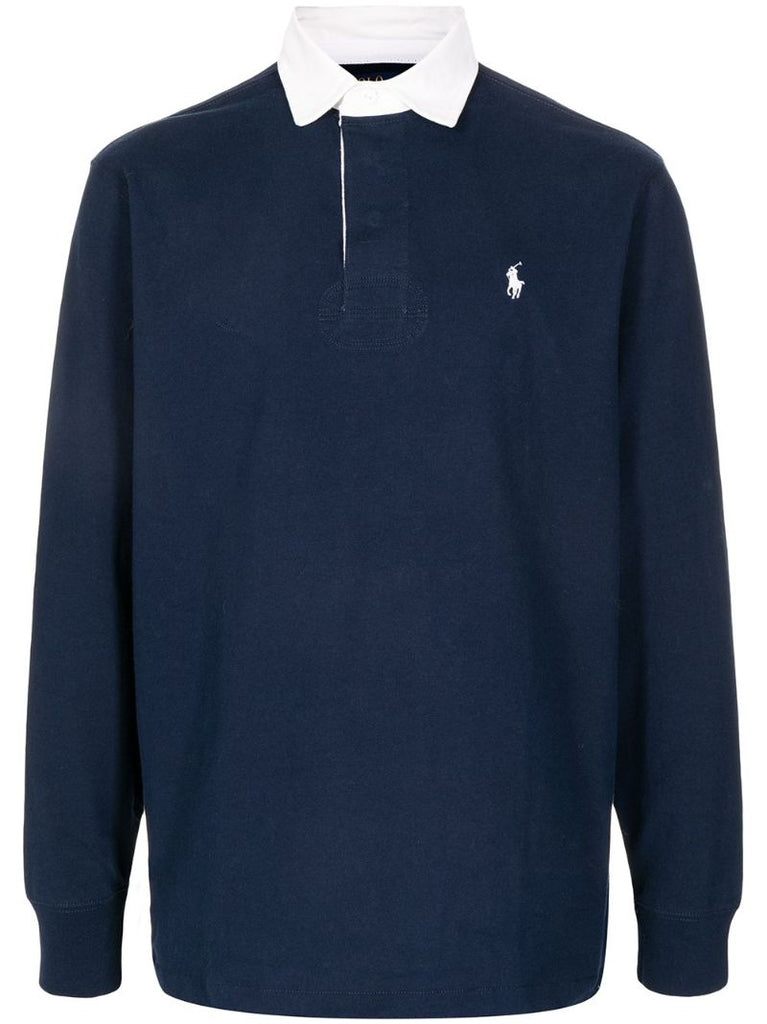 Blue Polo Pony Long Sleeved Polo Shirt