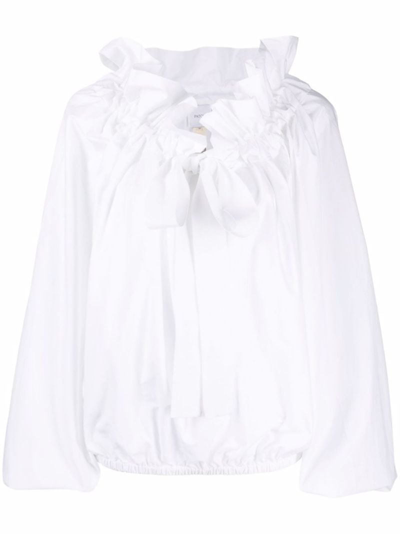 White Ruffled Cotton Blouse