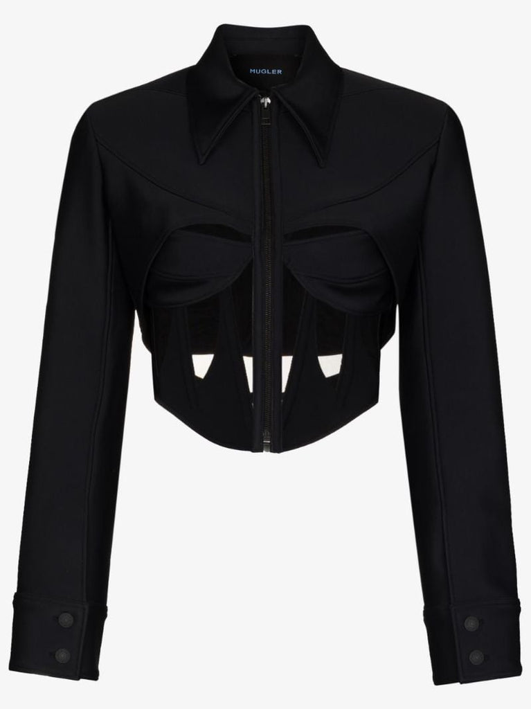 Mesh Insert Cropped Jacket