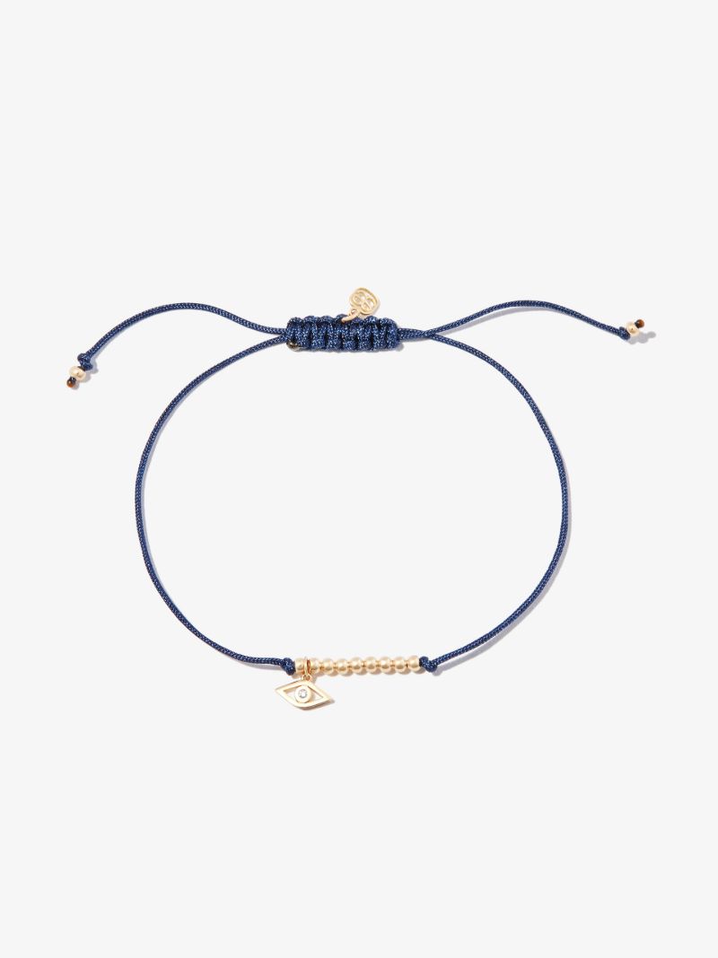 14k Yellow Gold Evil Eye Diamond Bracelet