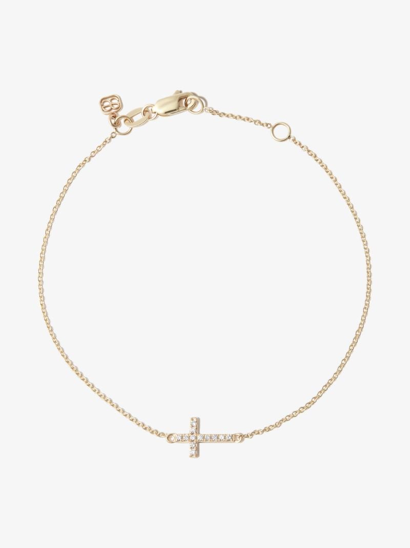 14k Yellow Gold Diamond Cross Bracelet