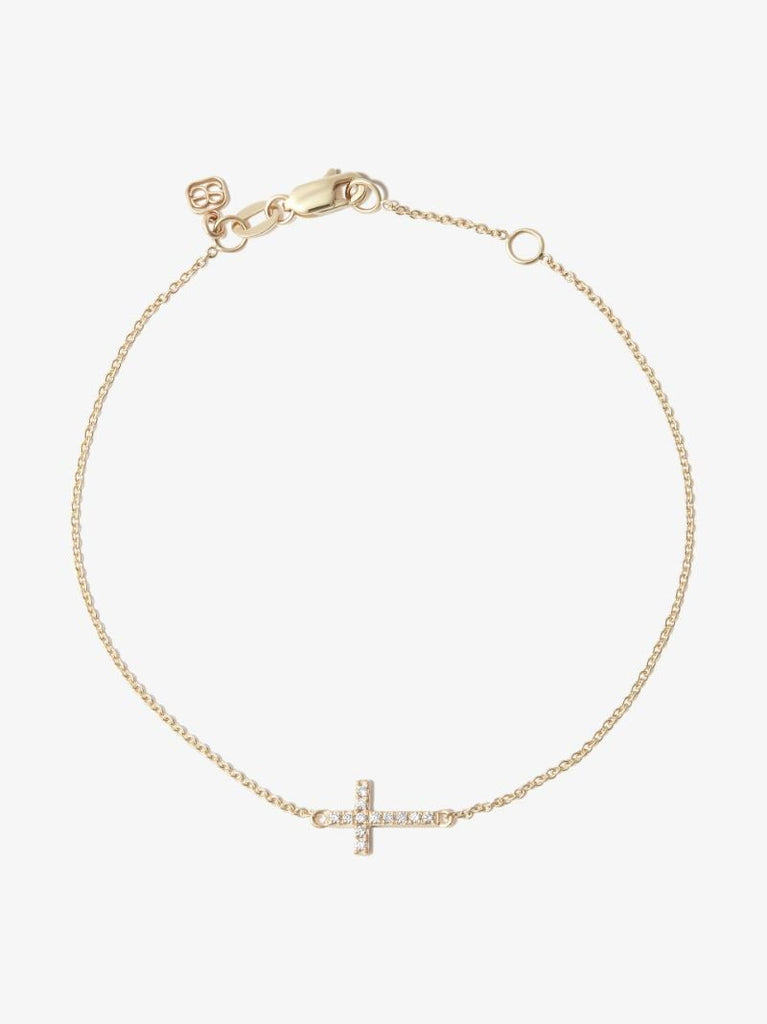 14k Yellow Gold Diamond Cross Bracelet