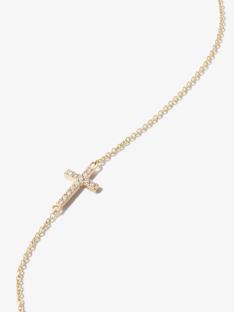 14k Yellow Gold Diamond Cross Bracelet