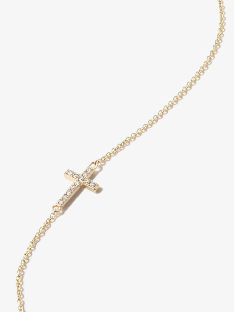 14k Yellow Gold Diamond Cross Bracelet