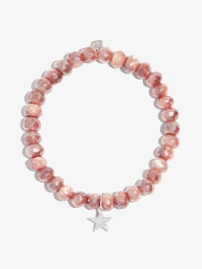 14k White Gold Small Star Moonstone Diamond Bracelet