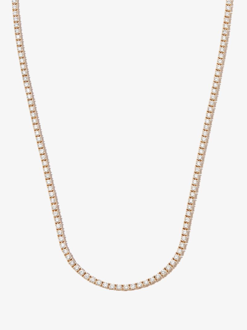 14k Yellow Gold Diamond Tennis Necklace