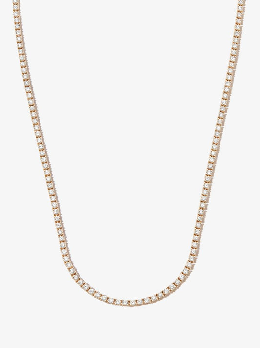 14k Yellow Gold Diamond Tennis Necklace