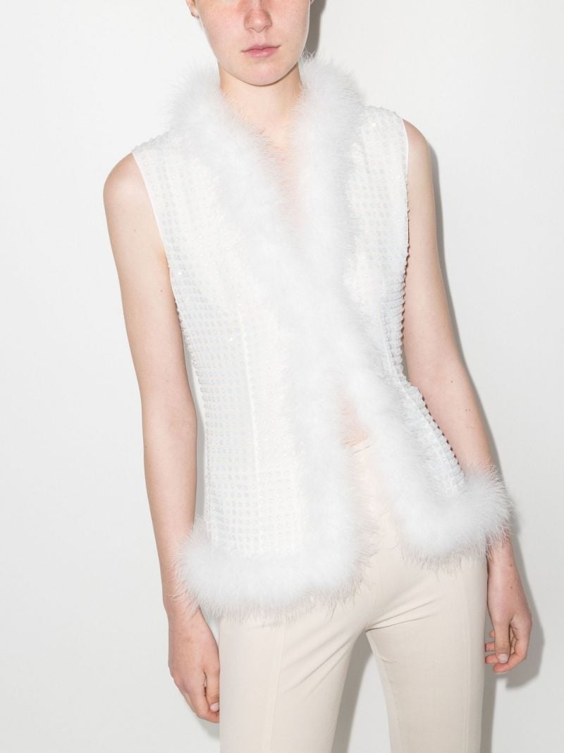 Botley Crystal Embellished Feather Trim Gilet