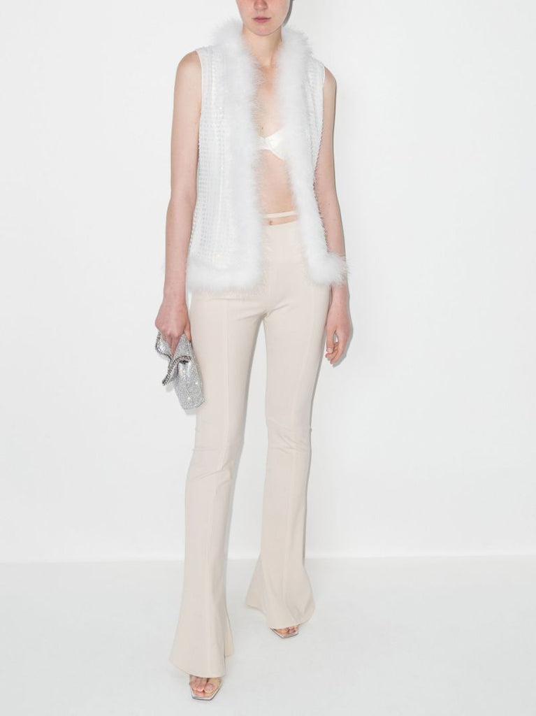 Botley Crystal Embellished Feather Trim Gilet