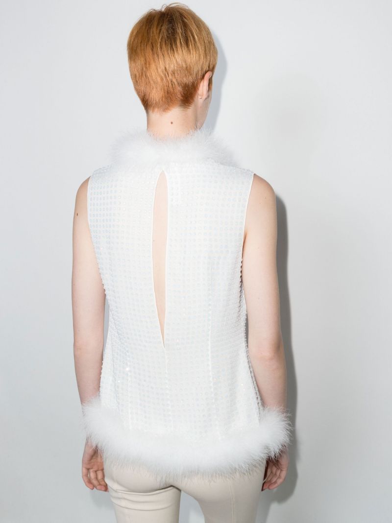 Botley Crystal Embellished Feather Trim Gilet