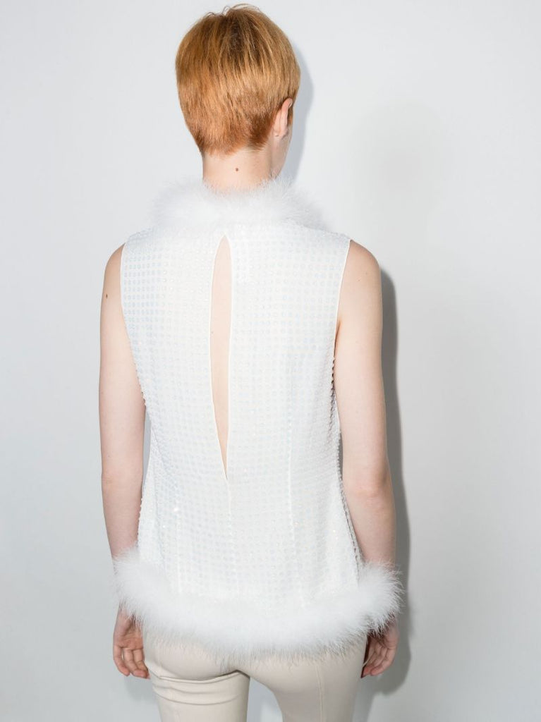 Botley Crystal Embellished Feather Trim Gilet