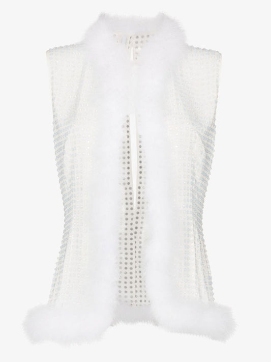 Botley Crystal Embellished Feather Trim Gilet