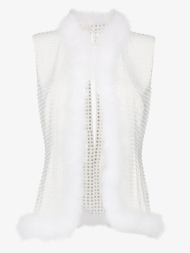 Botley Crystal Embellished Feather Trim Gilet
