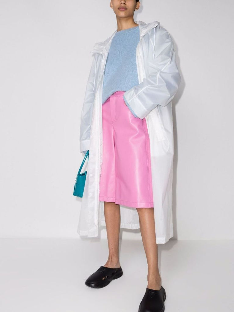 Pink Wide-leg Leather Shorts