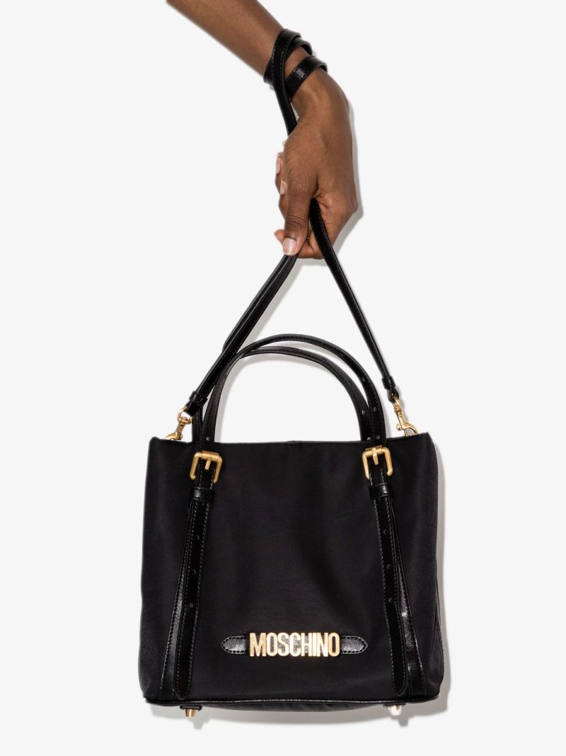 Black Logo Plaque Tote Bag