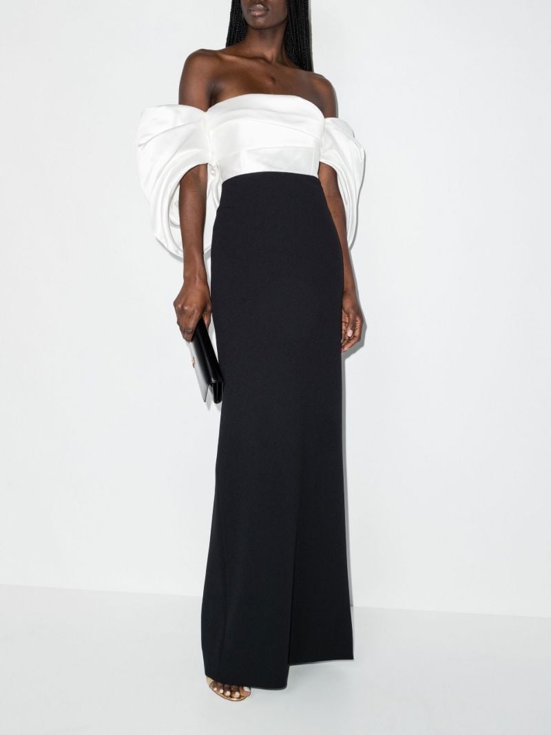 Black and White Arla Off-the-shoulder Maxi Dress
