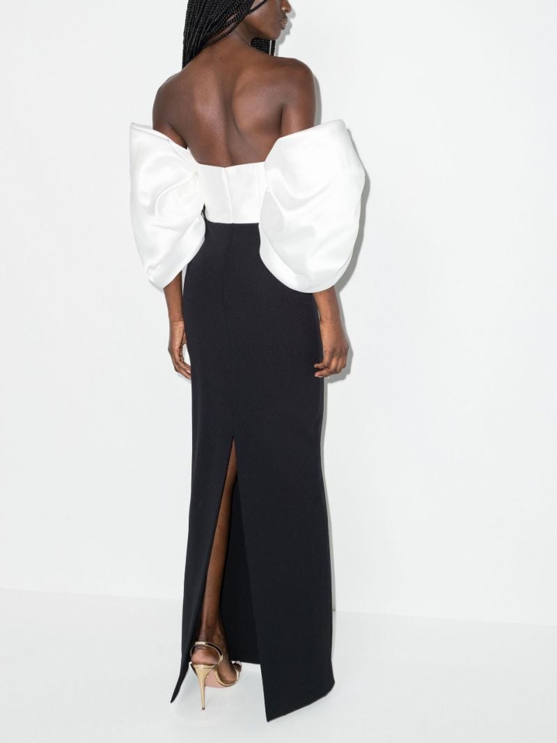 Black and White Arla Off-the-shoulder Maxi Dress