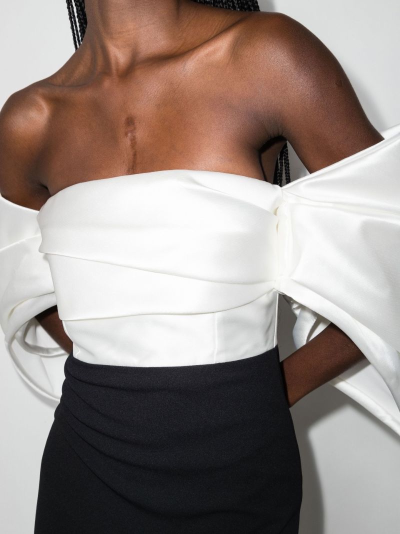 Black and White Arla Off-the-shoulder Maxi Dress