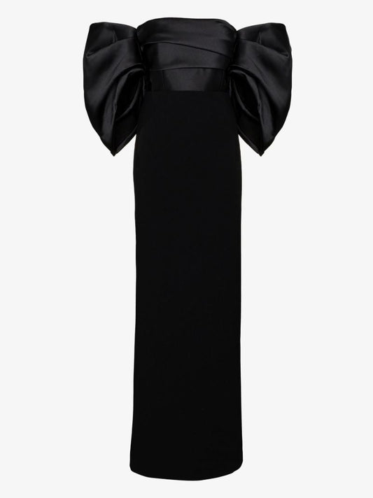 Black Arla Off-shoulder Drape Maxi Dress