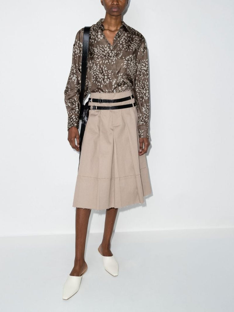 Neutral Graphic Print Long Sleeve Silk Shirt