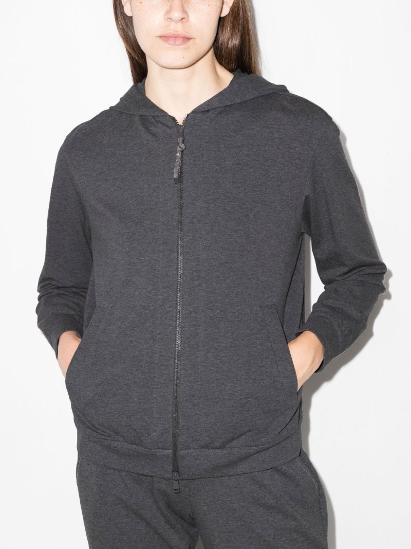 Grey Zip-up Cotton Hoodie