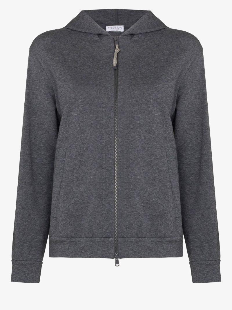 Grey Zip-up Cotton Hoodie