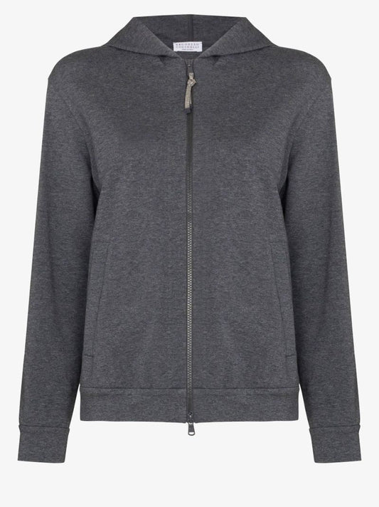 Grey Zip-up Cotton Hoodie