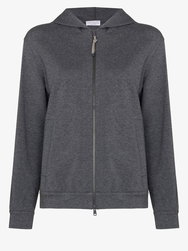 Grey Zip-up Cotton Hoodie