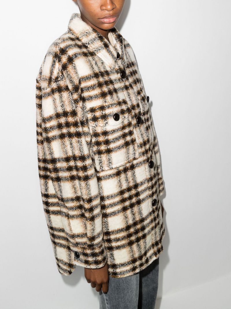 Neutral Harveli Checked Shirt Jacket