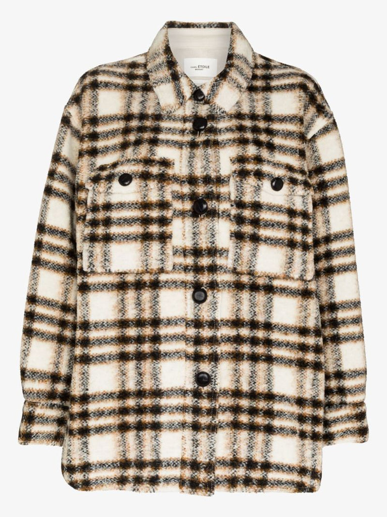 Neutral Harveli Checked Shirt Jacket