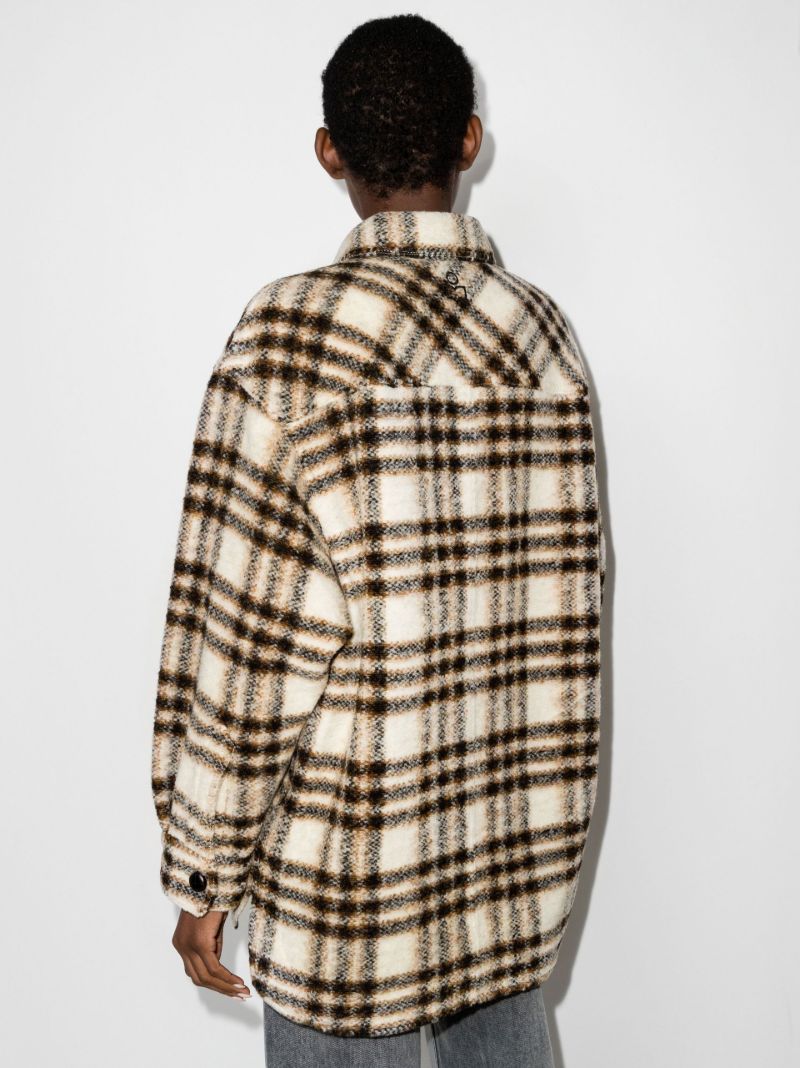 Neutral Harveli Checked Shirt Jacket