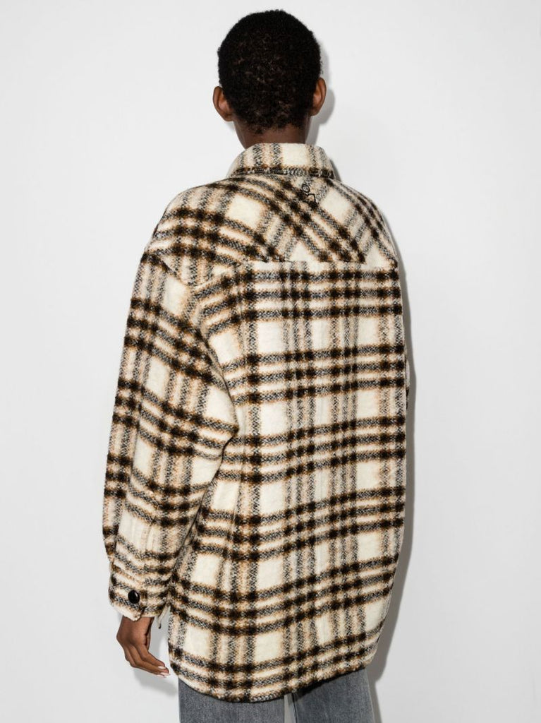 Neutral Harveli Checked Shirt Jacket