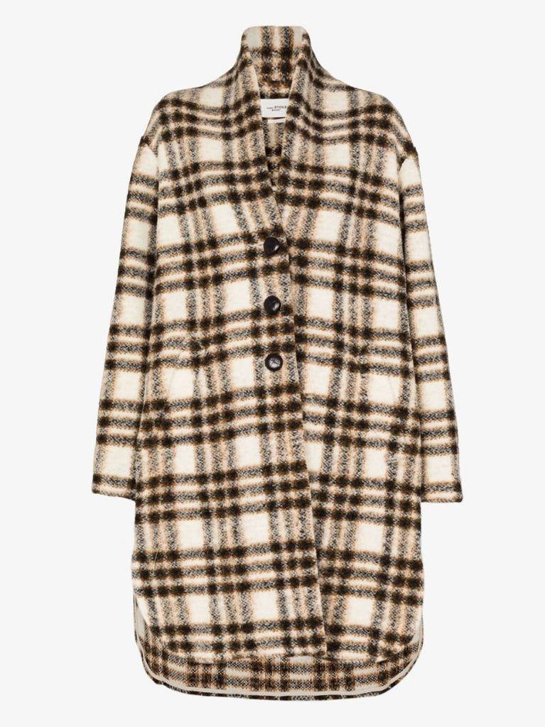 Neutral Gabriel Checked Coat