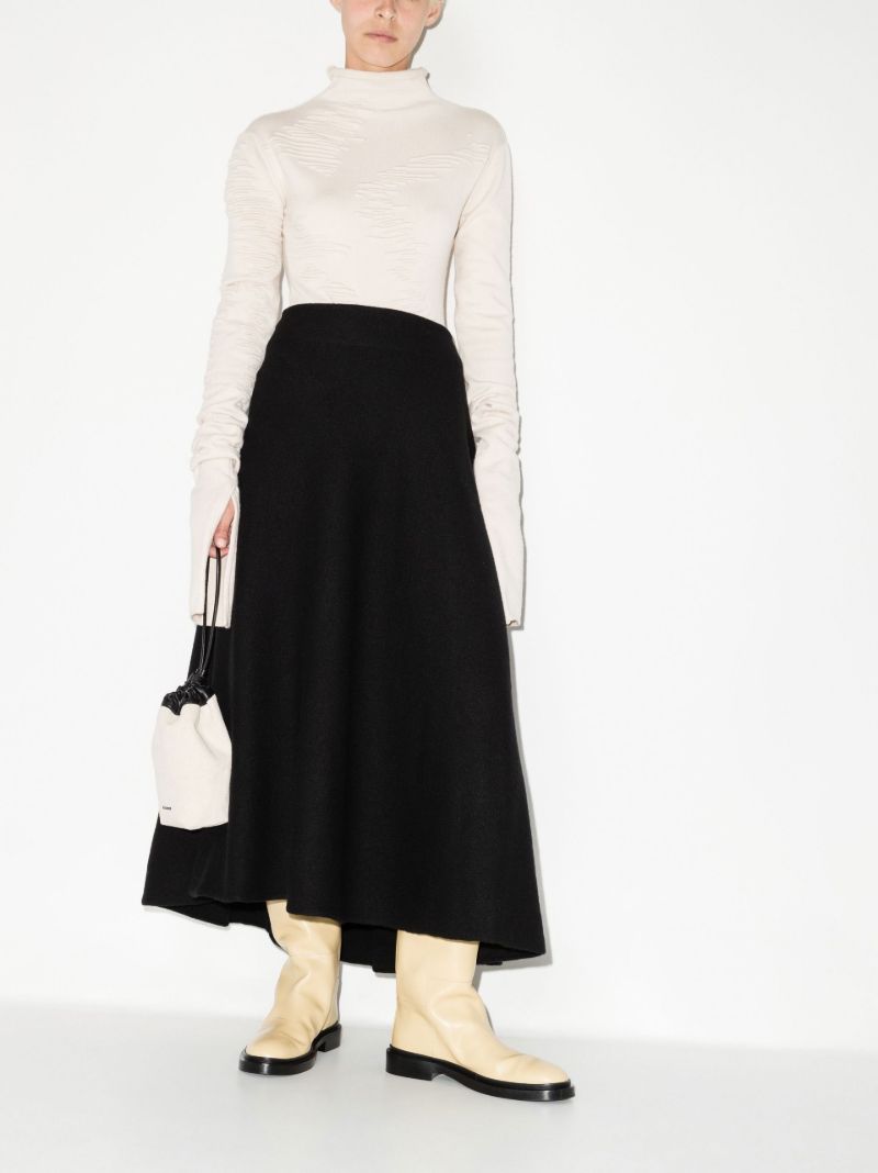 Black Wool Maxi Skirt