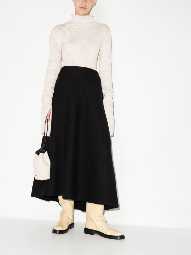 Black Wool Maxi Skirt