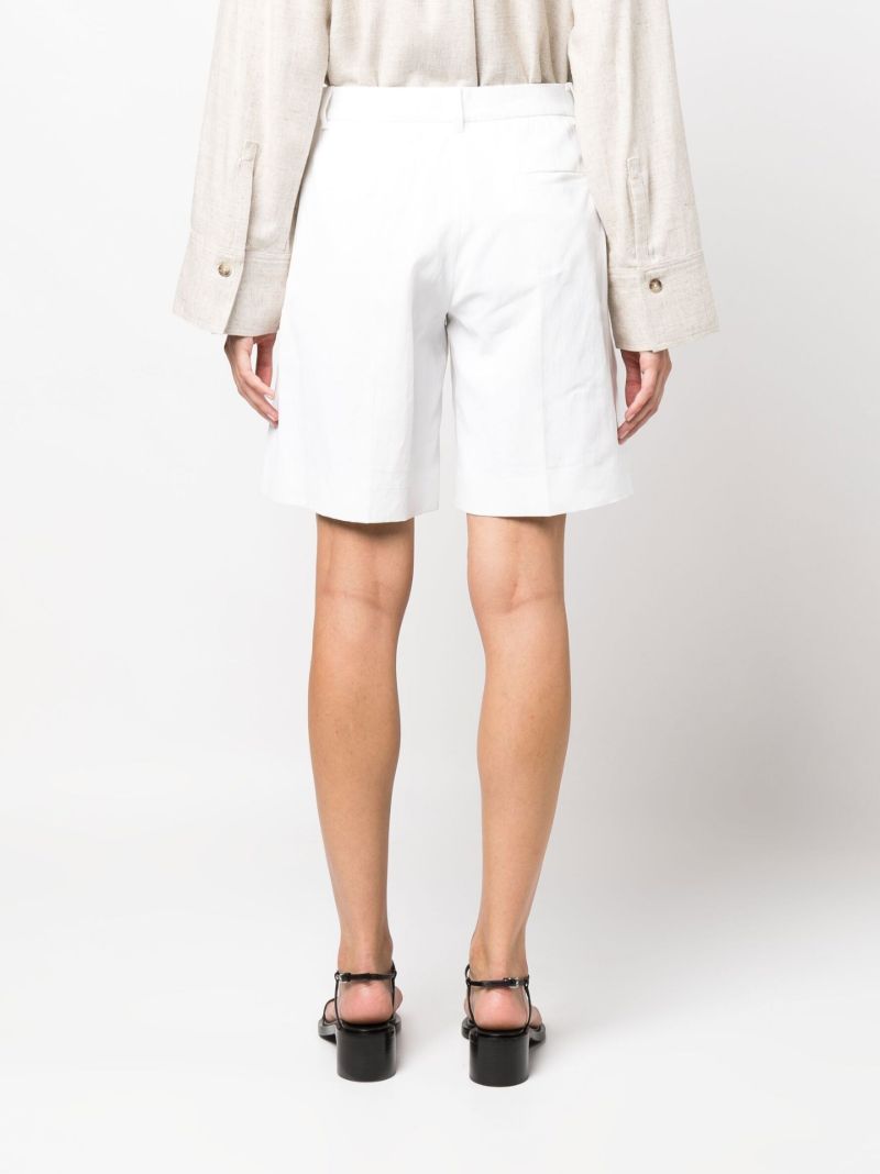 White Knee-length Tailored Linen Shorts
