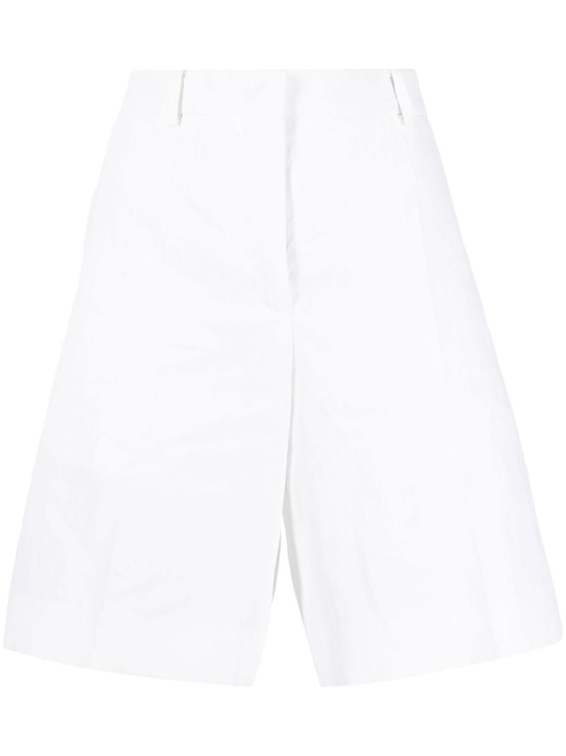 White Knee-length Tailored Linen Shorts