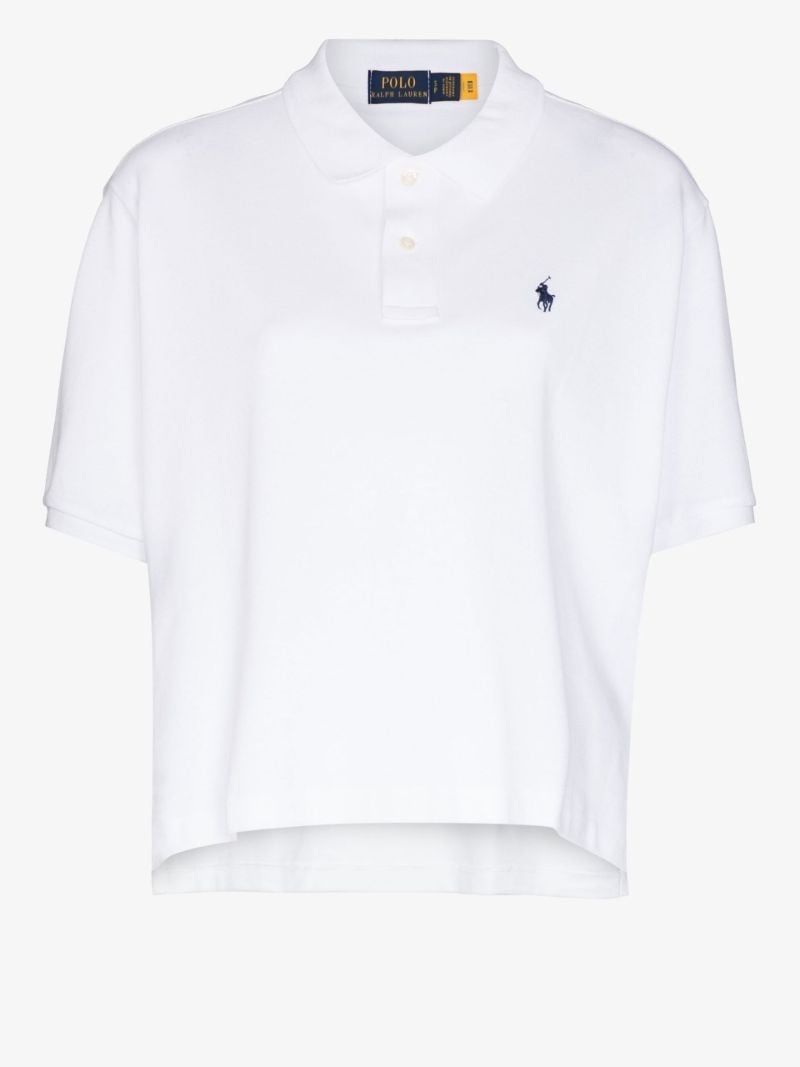 White Embroidered Cotton Polo Shirt