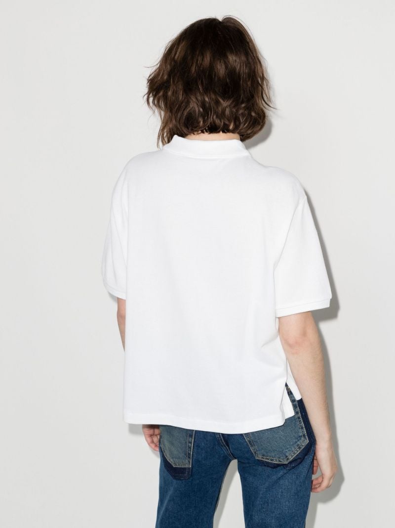 White Embroidered Cotton Polo Shirt