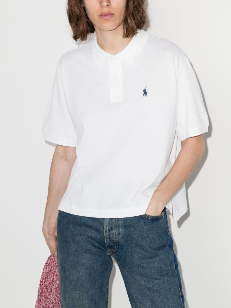 White Embroidered Cotton Polo Shirt